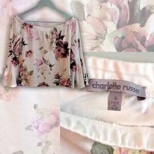 Charlotte Russe Floral CropTop Size Small long sleeves women Spring 🌸dre…